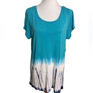 New Directions Teal and White Tunic Top